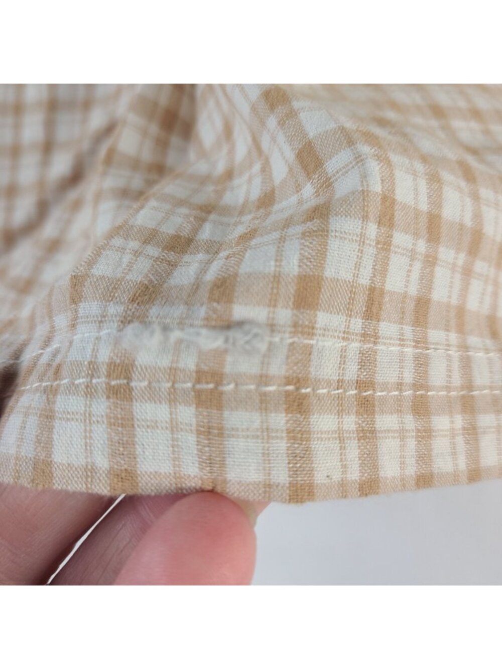 NEW Rhythm London Check Skort Beige & White Plaid Cotton Blend Women's Size 8 - Picture 8 of 8